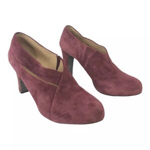 Eileen Fisher Women’s 8.5 Sangria Peek Suede Heeled Shoetys Hidden Platform
